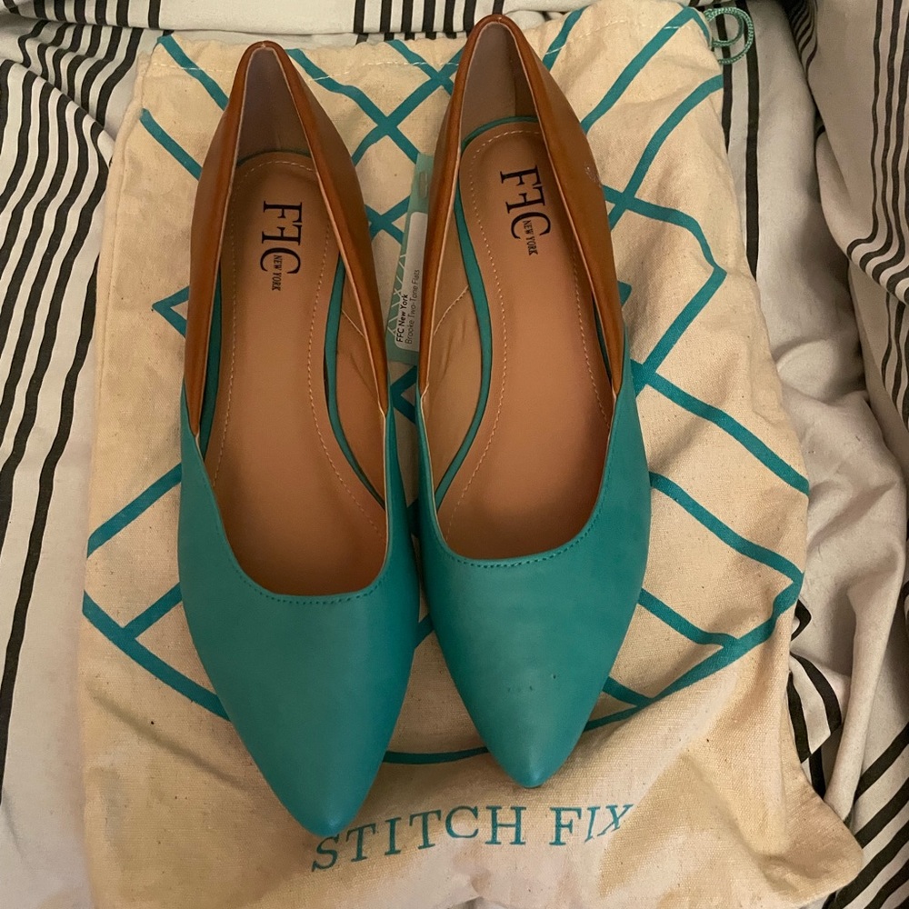 Stitch fix teal and tan flats.  Brand new never worn with tags